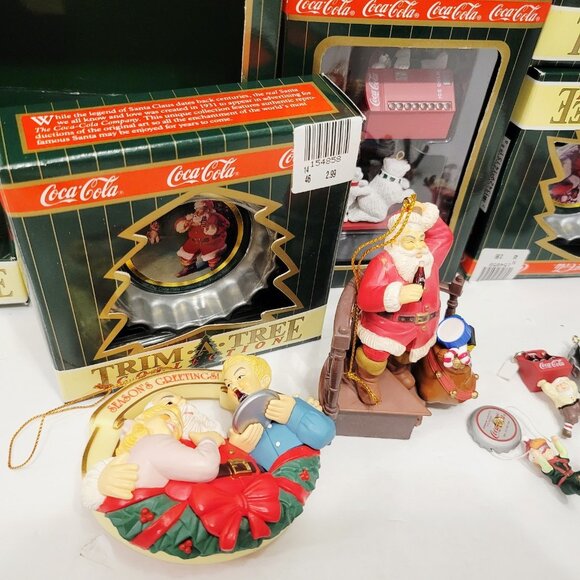 11 Mix Coca Cola Trim A Tree Collection Polar Bear Train Santa Moon Penguin READ - Picture 2 of 6